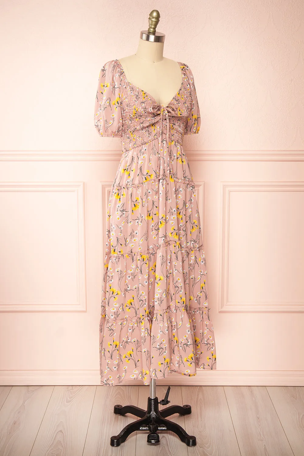 Batyanne | Floral Midi Dress w/ Puffy Sleeves