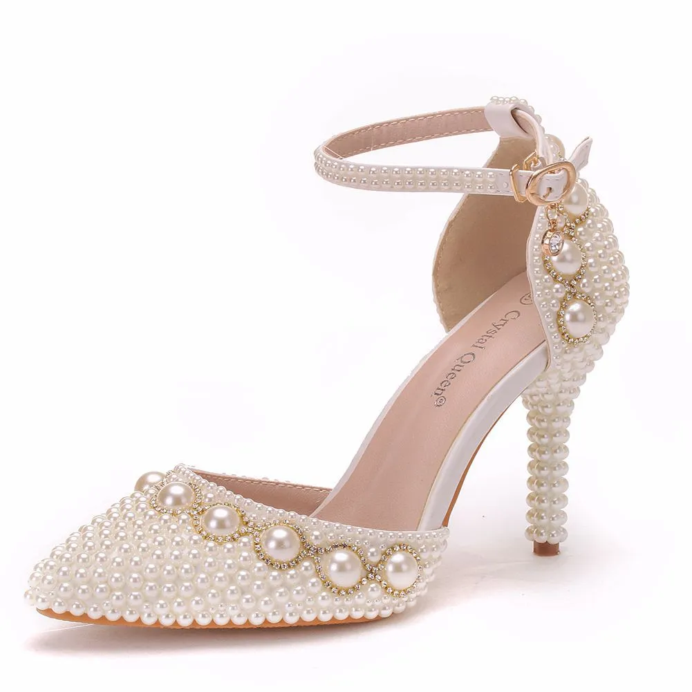 Beaded Bracelet Rhinestone Sandals Wedding Shoes