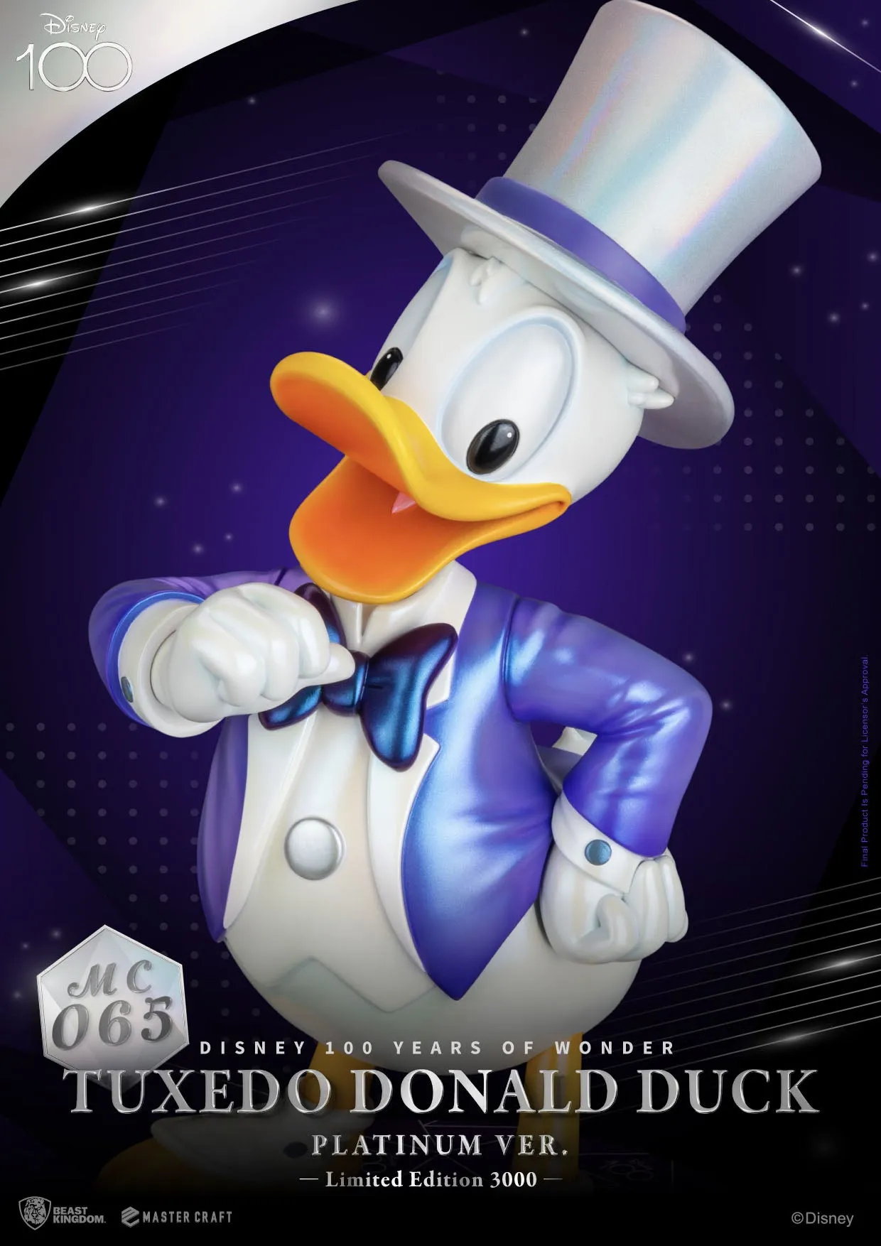 Beast Kingdom Disney 100 Years of Wonder Tuxedo Donald Duck (Platinum Version) Master Craft Statue