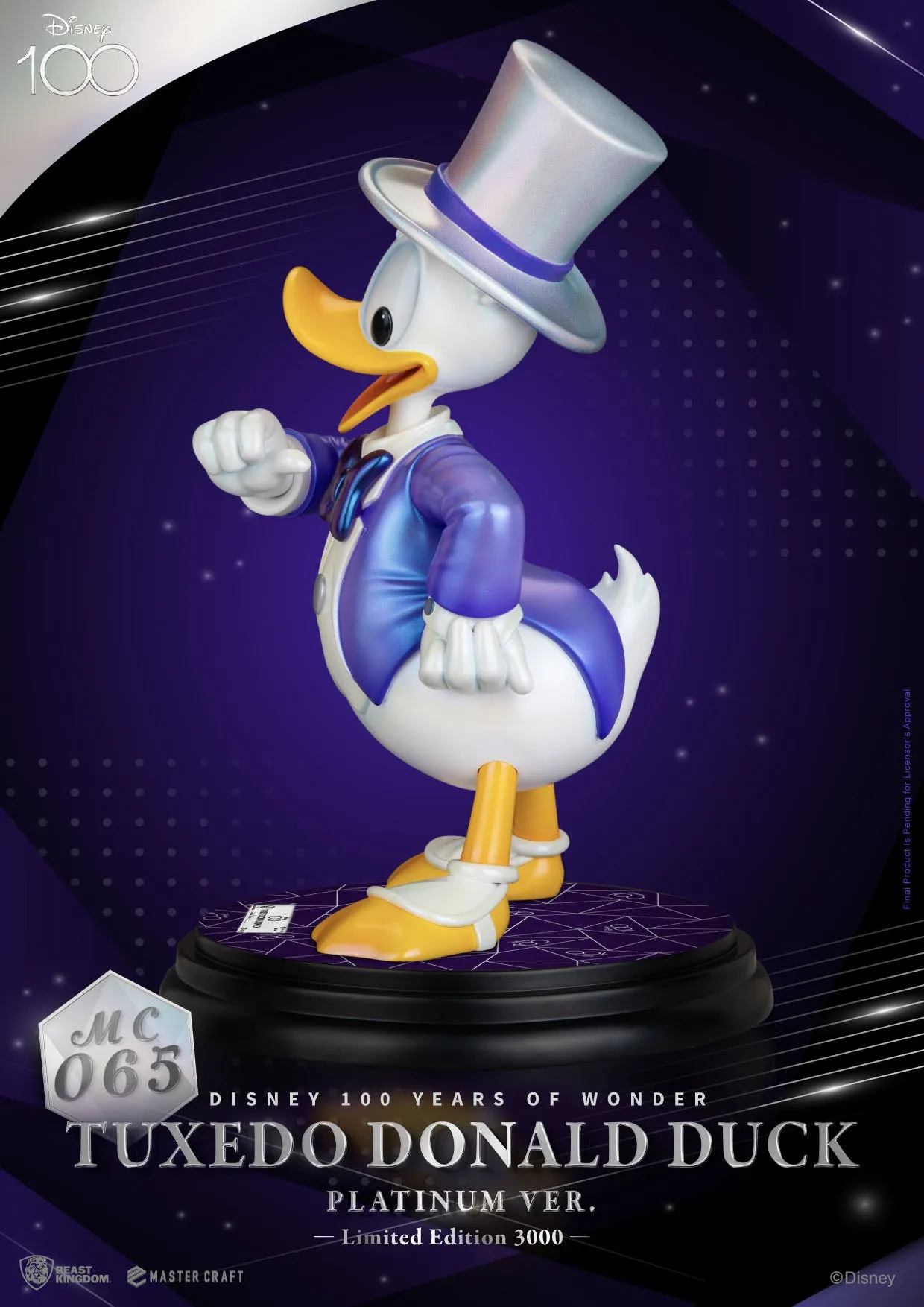 Beast Kingdom Disney 100 Years of Wonder Tuxedo Donald Duck (Platinum Version) Master Craft Statue