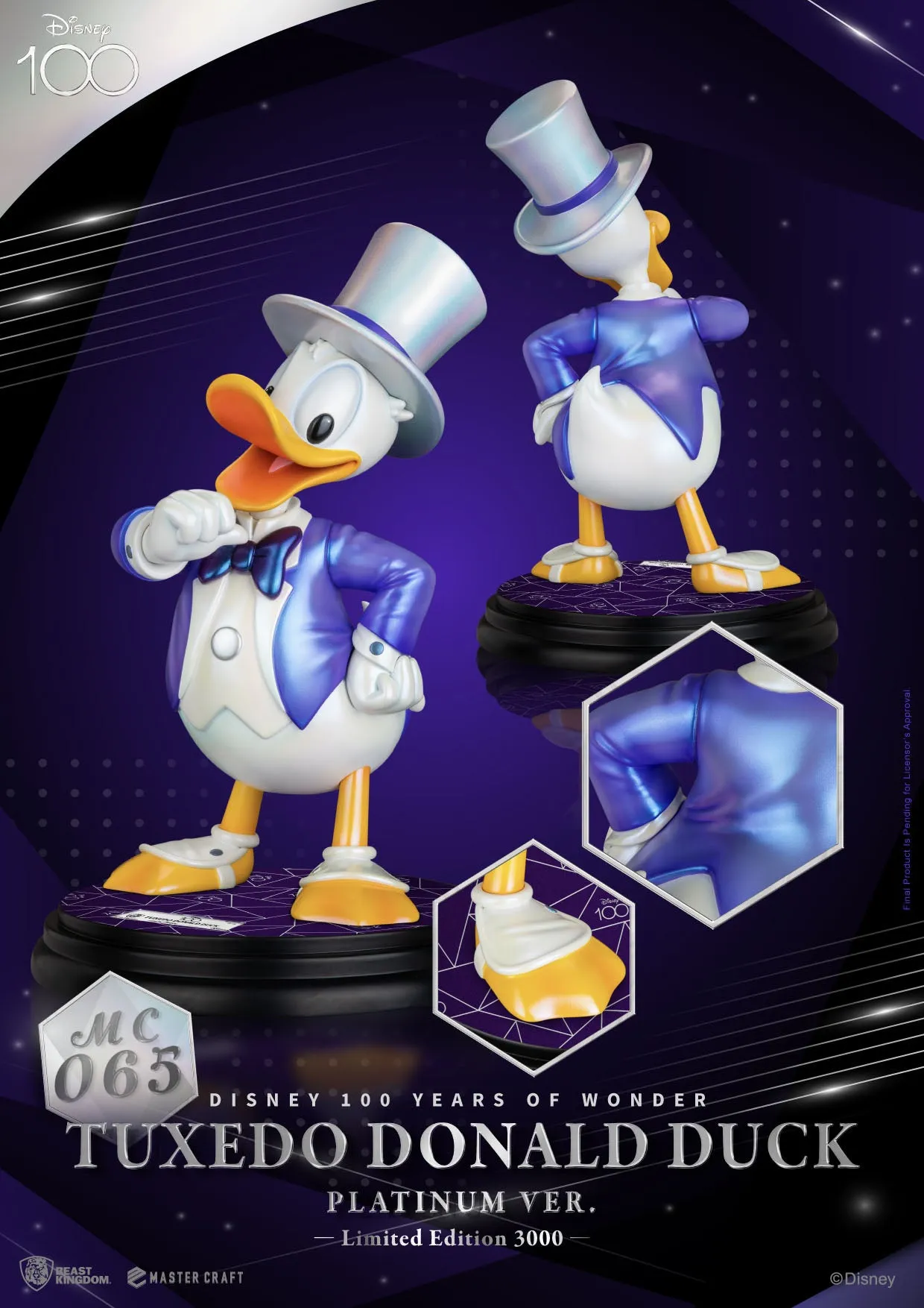 Beast Kingdom Disney 100 Years of Wonder Tuxedo Donald Duck (Platinum Version) Master Craft Statue