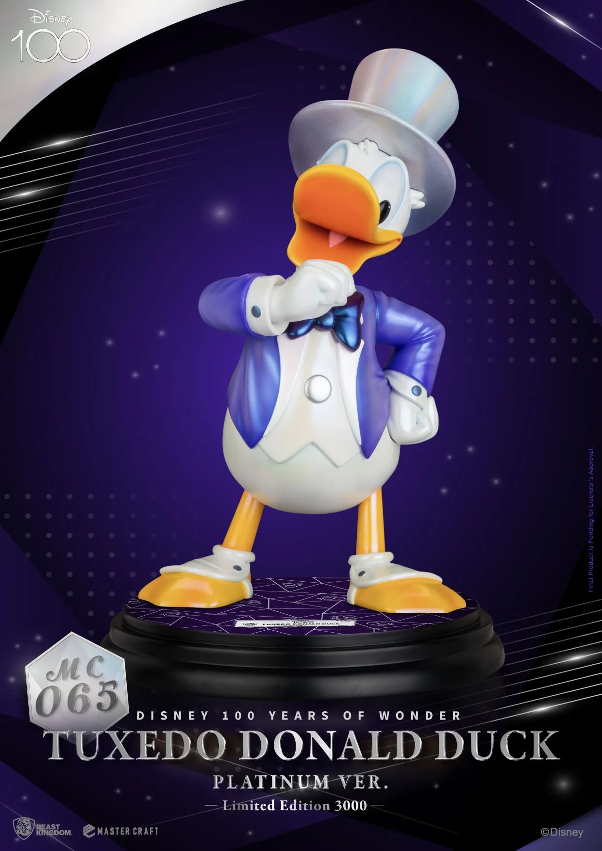 Beast Kingdom Disney 100 Years of Wonder Tuxedo Donald Duck (Platinum Version) Master Craft Statue