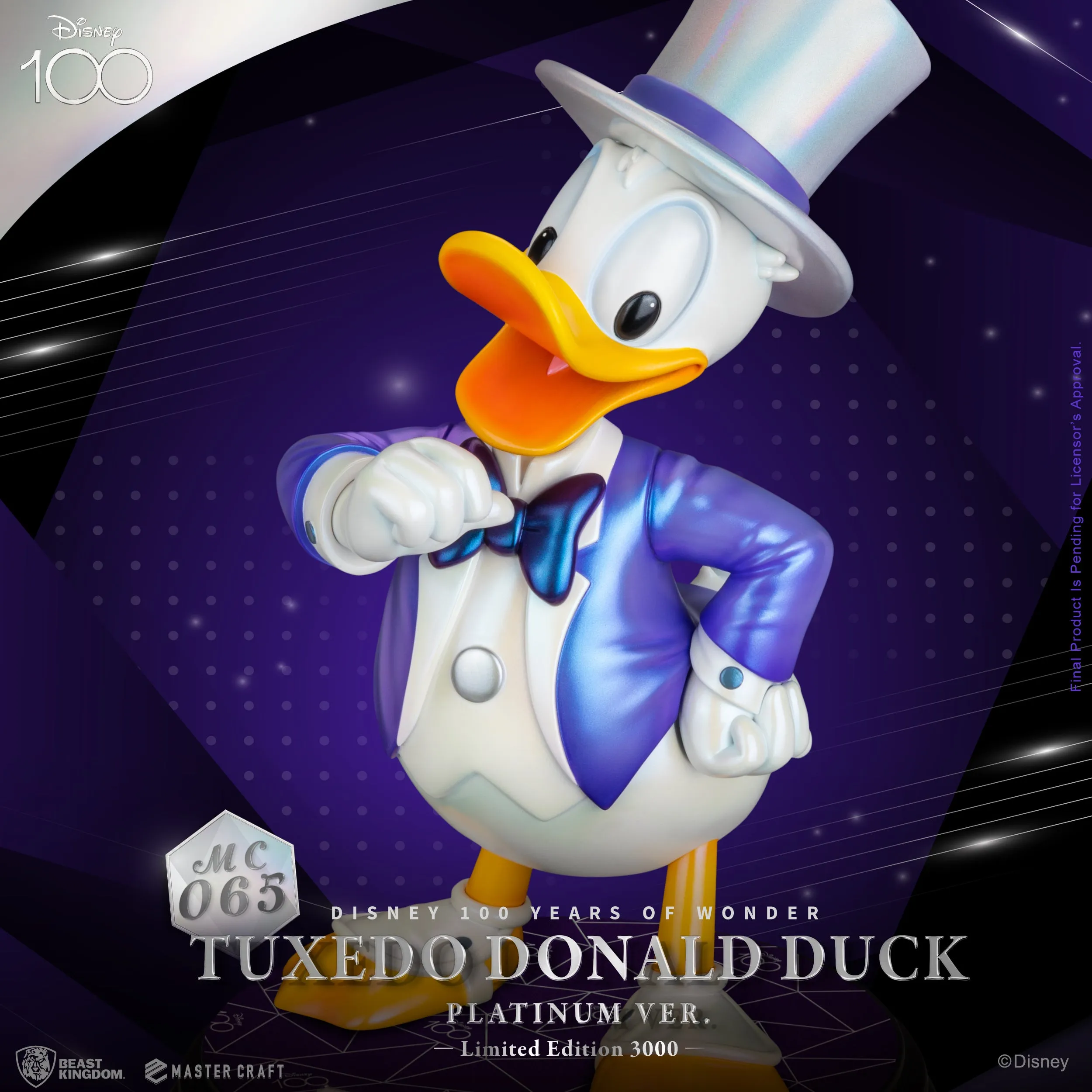 Beast Kingdom MC-065 Disney 100 Years of Wonder Master Craft Tuxedo Donald Duck (Platinum Ver.) 1:4 Scale Master Craft Figure Statue