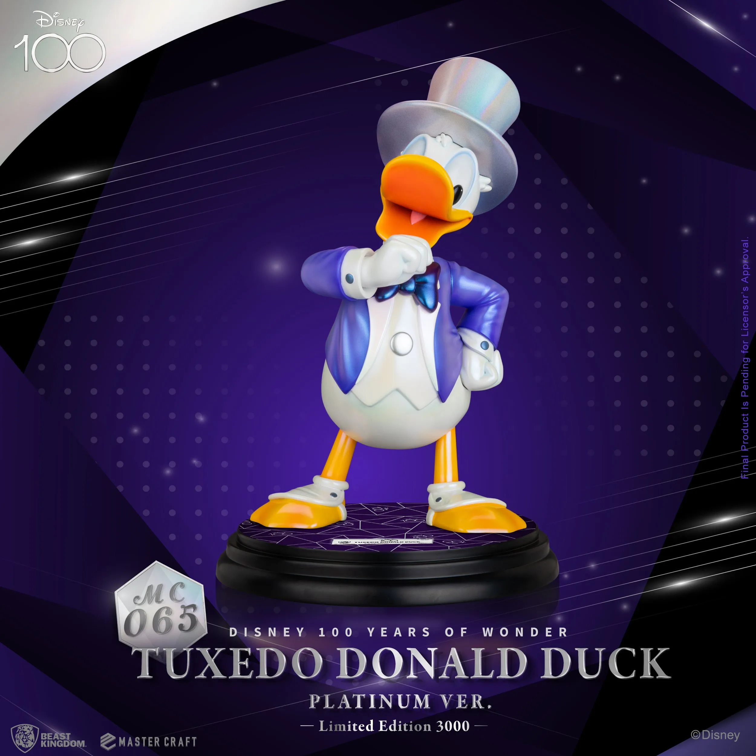 Beast Kingdom MC-065 Disney 100 Years of Wonder Master Craft Tuxedo Donald Duck (Platinum Ver.) 1:4 Scale Master Craft Figure Statue