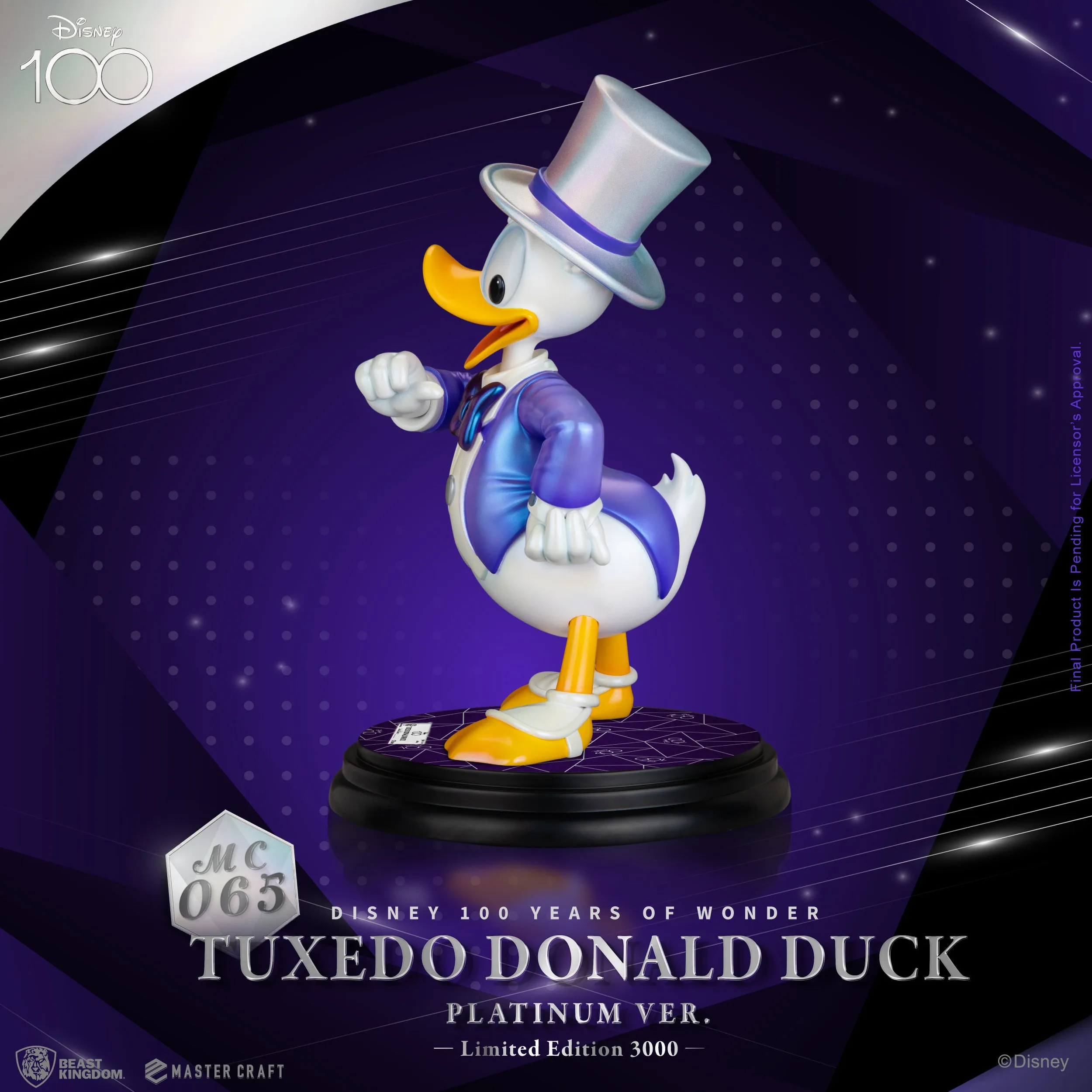 Beast Kingdom MC-065 Disney 100 Years of Wonder Master Craft Tuxedo Donald Duck (Platinum Ver.) 1:4 Scale Master Craft Figure Statue