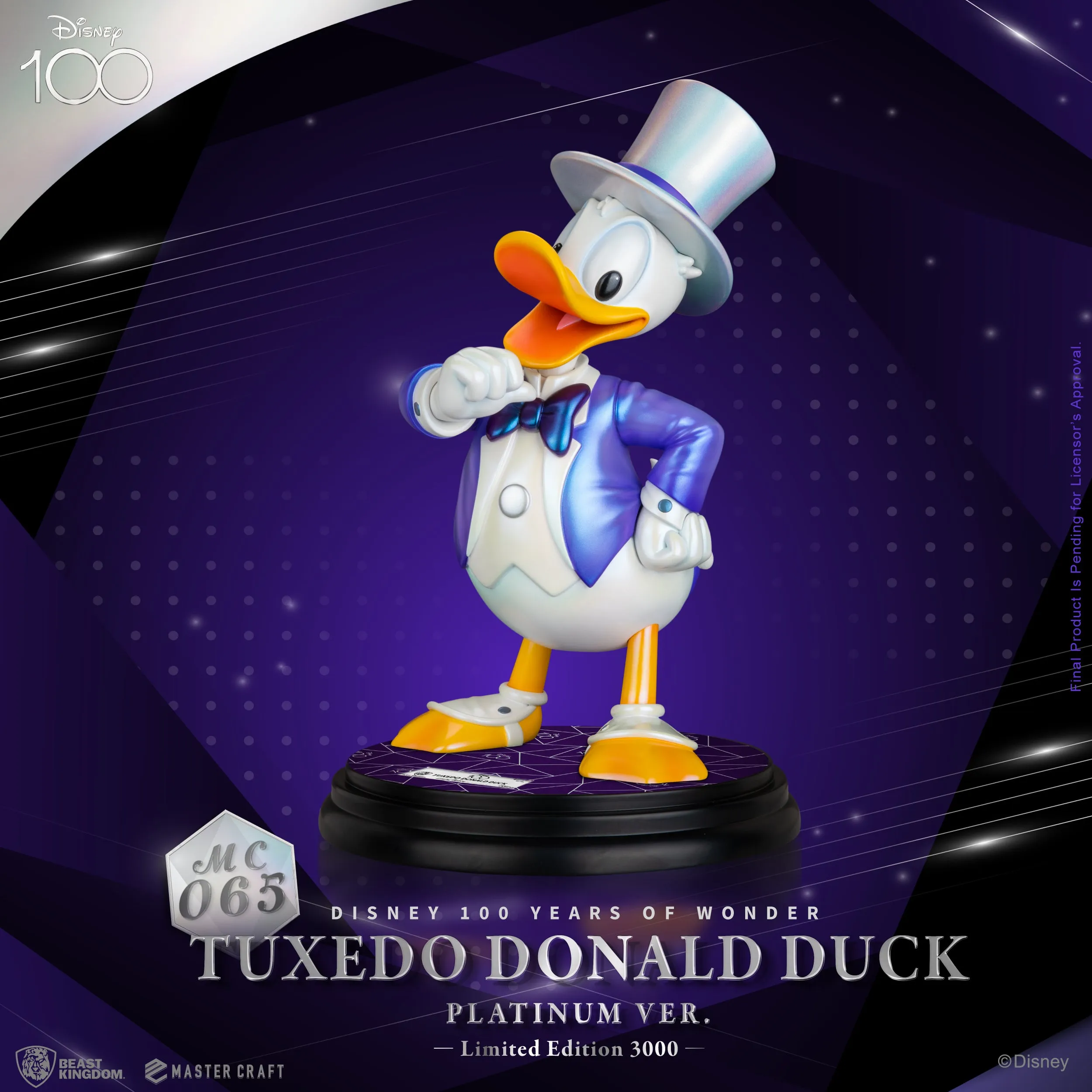 Beast Kingdom MC-065 Disney 100 Years of Wonder Master Craft Tuxedo Donald Duck (Platinum Ver.) 1:4 Scale Master Craft Figure Statue