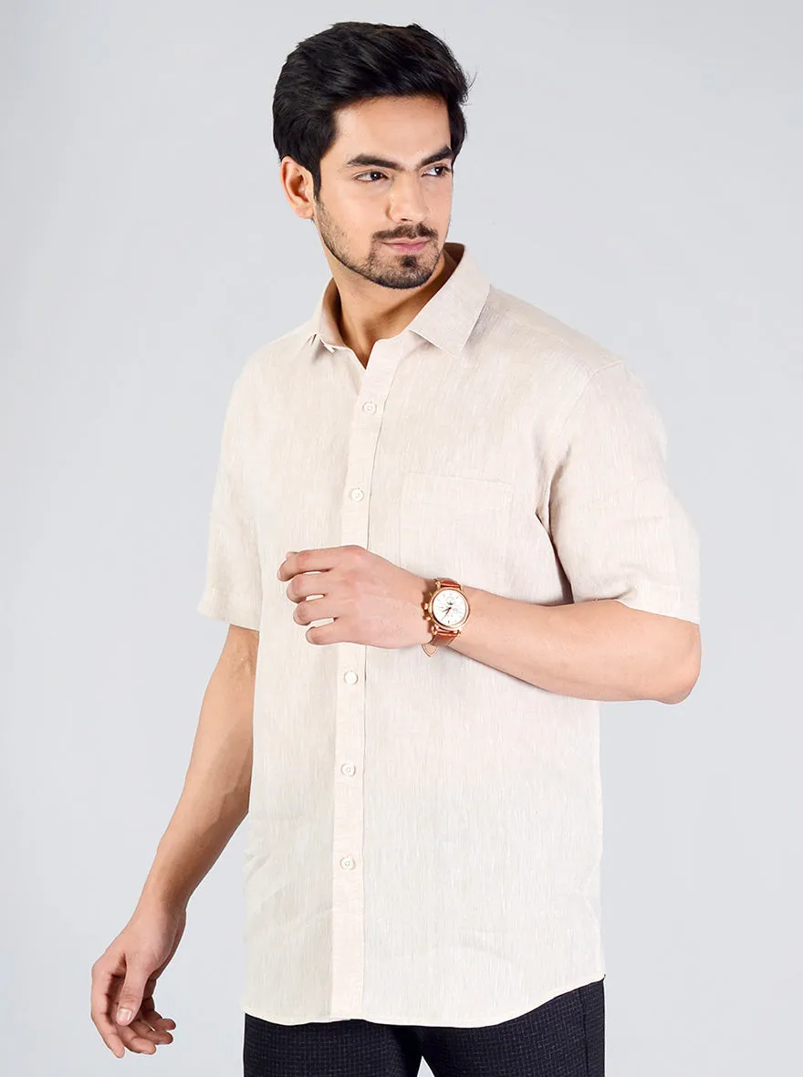 Beige Self Design Regular Fit Formal Shirt | JadeBlue