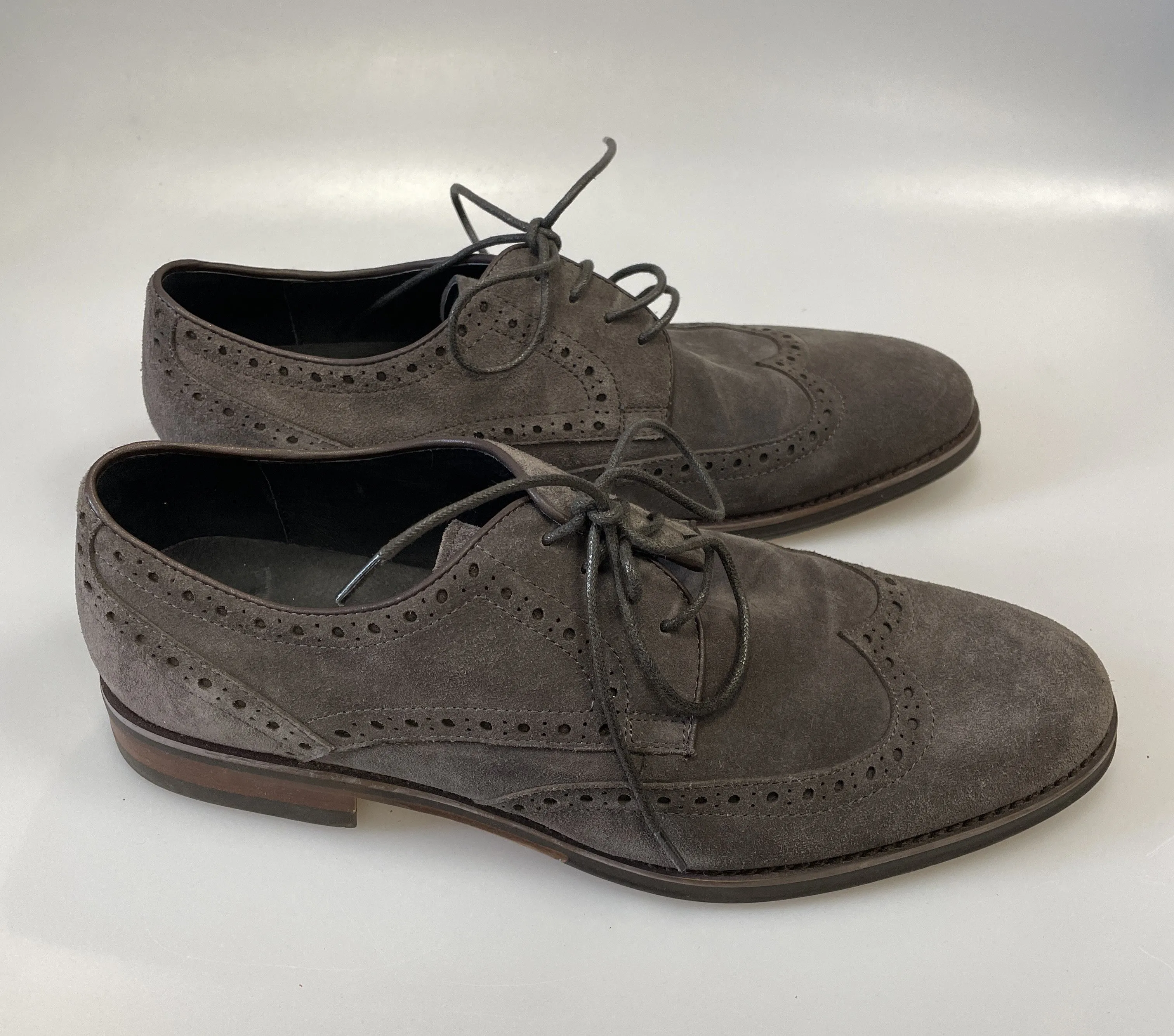 Bertie New in Box Grey Suede Leather Lace Up Brogue Shoes Size 7