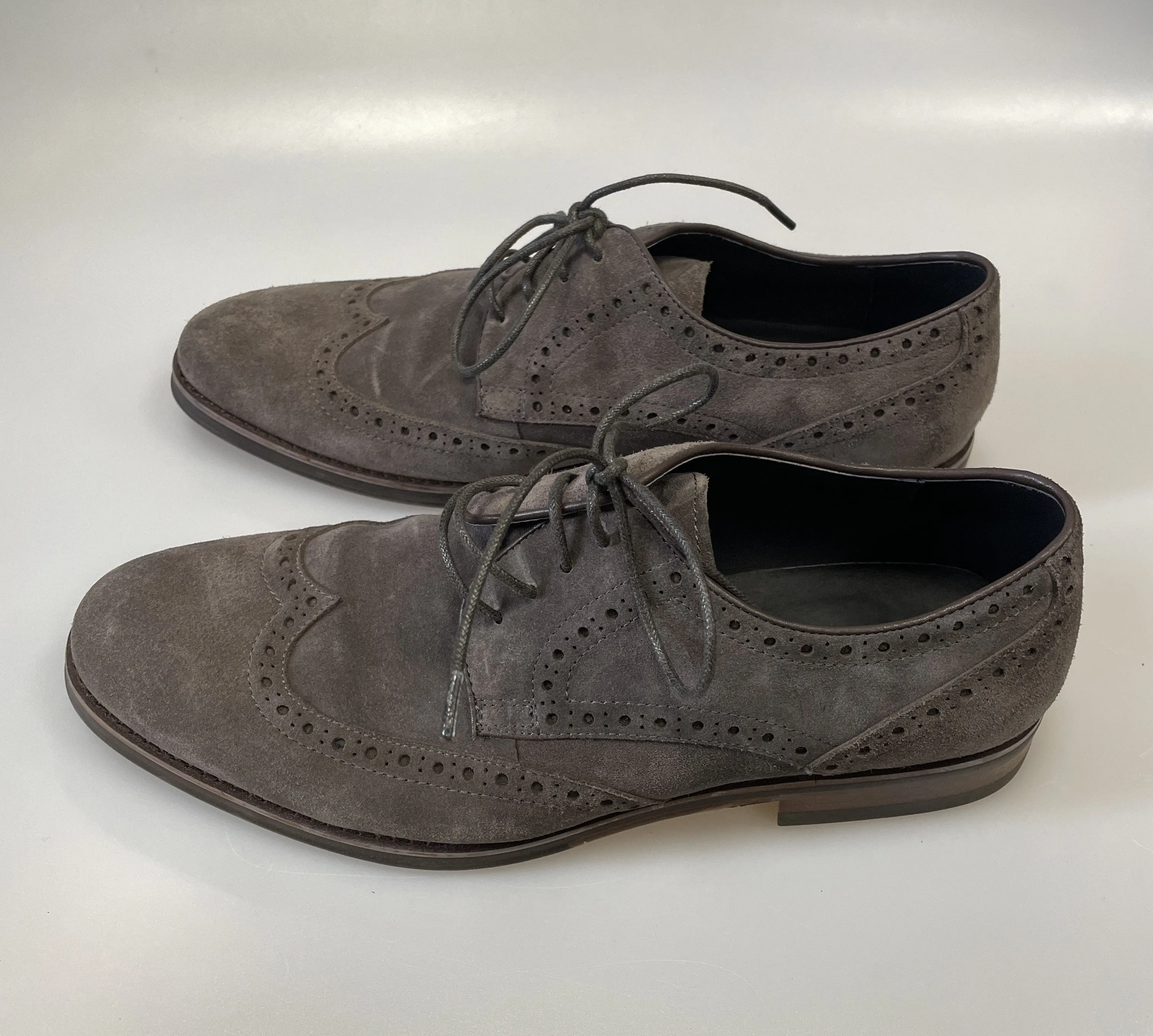 Bertie New in Box Grey Suede Leather Lace Up Brogue Shoes Size 7