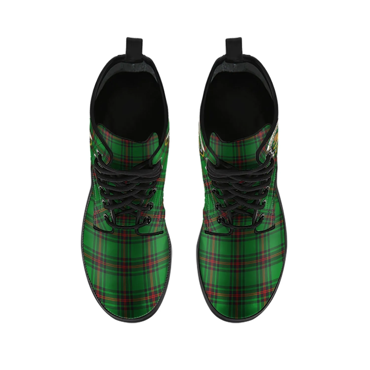 Beveridge Tartan Leather Boots with Family Crest