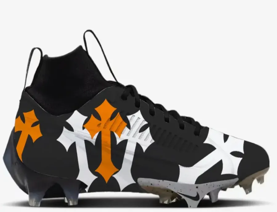 Black Chrome Heart Football Cleats