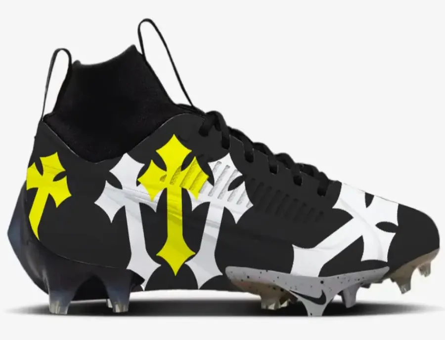 Black Chrome Heart Football Cleats