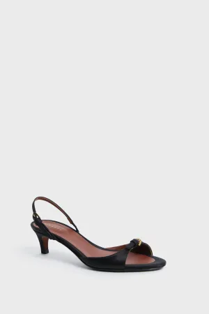 Black Crepe Satin Capricciosa Heels