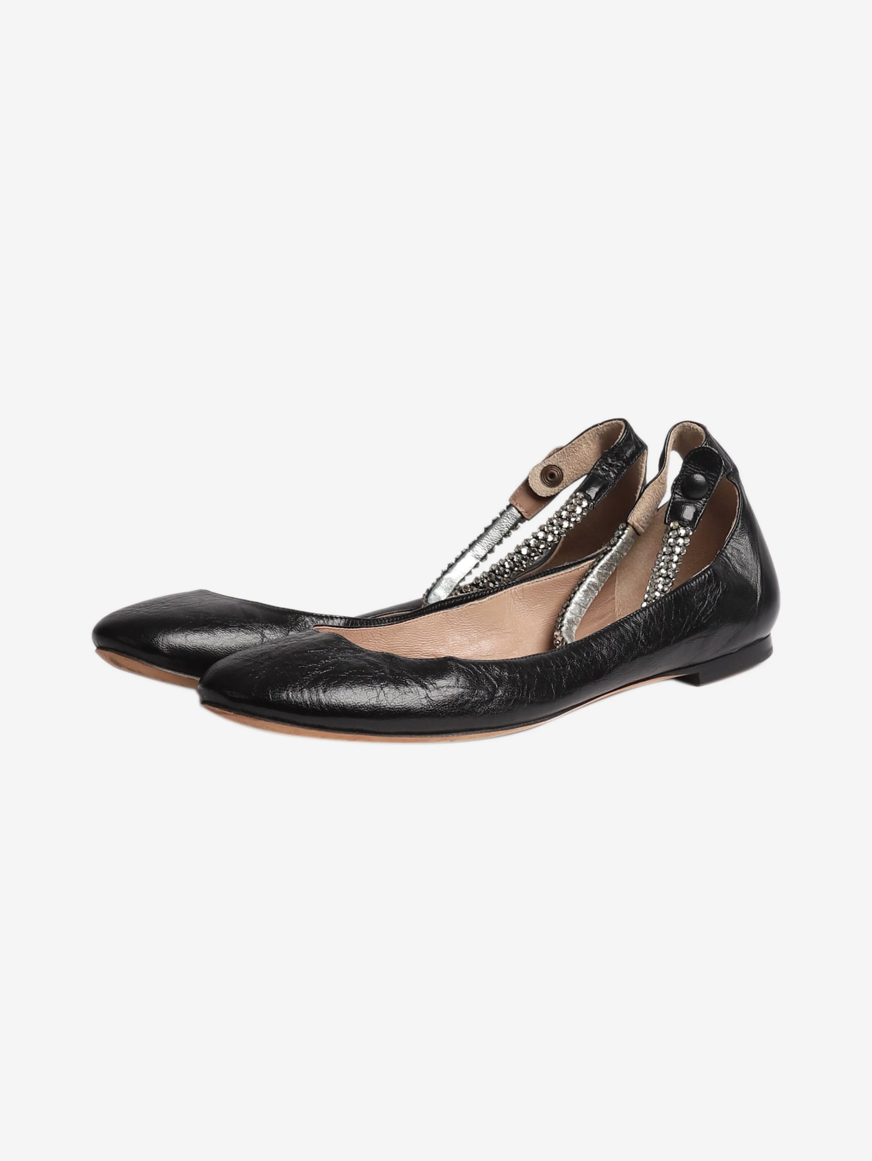 Black leather ballet flats - size EU 38.5