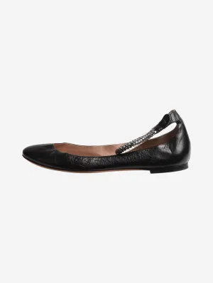 Black leather ballet flats - size EU 38.5