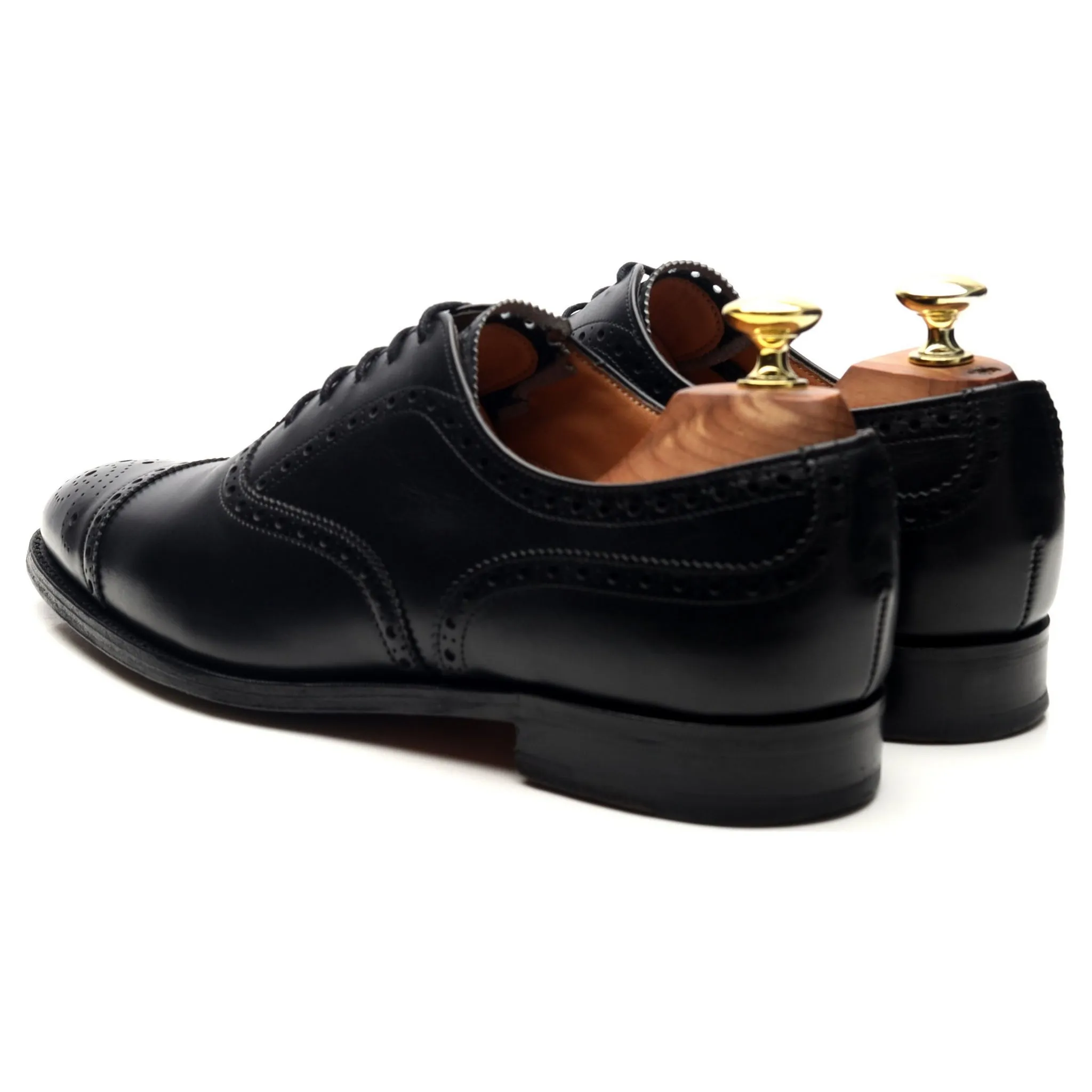 Black Leather Oxford Semi Brogues UK 7.5 E