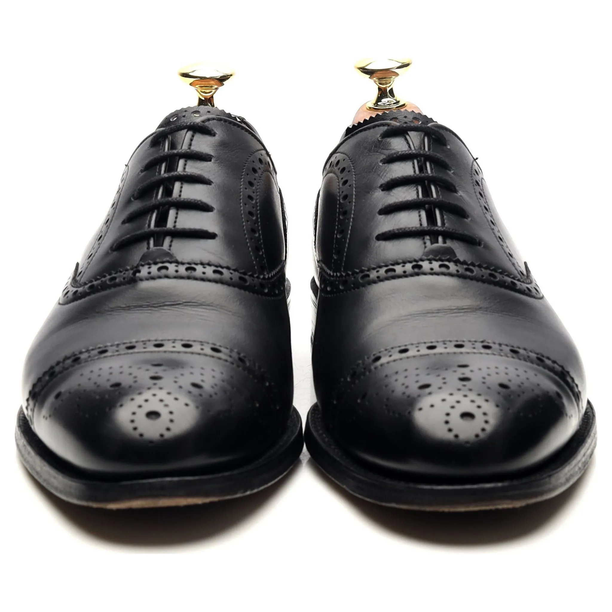 Black Leather Oxford Semi Brogues UK 7.5 E