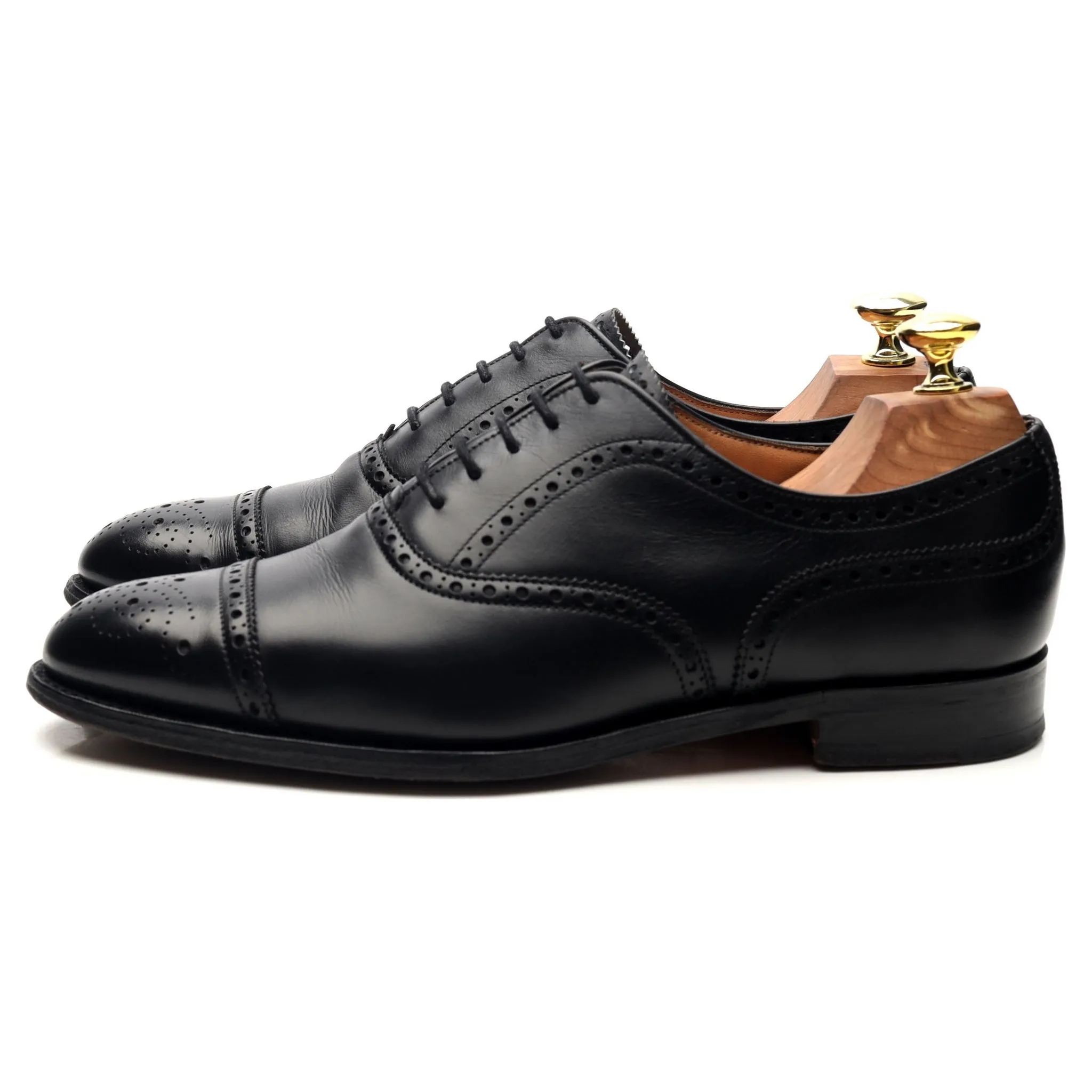 Black Leather Oxford Semi Brogues UK 7.5 E