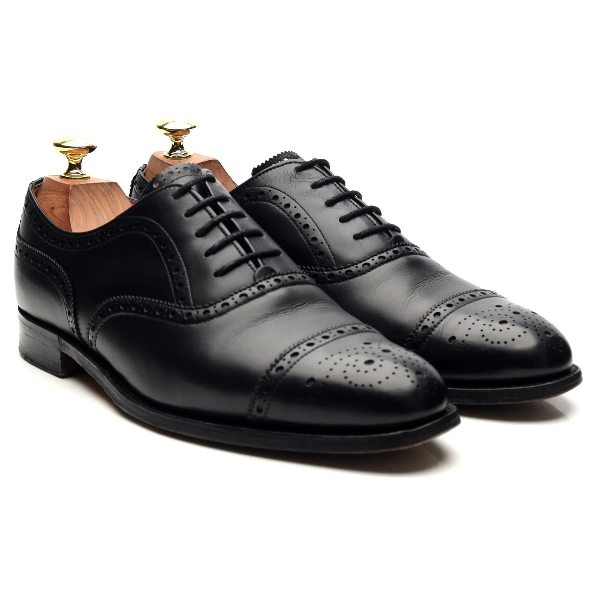 Black Leather Oxford Semi Brogues UK 7.5 E