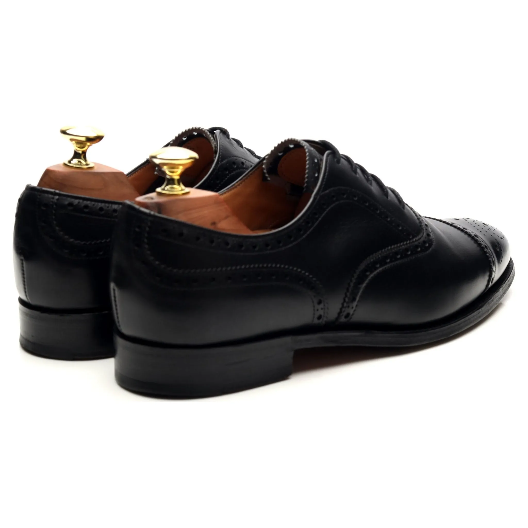 Black Leather Oxford Semi Brogues UK 7.5 E