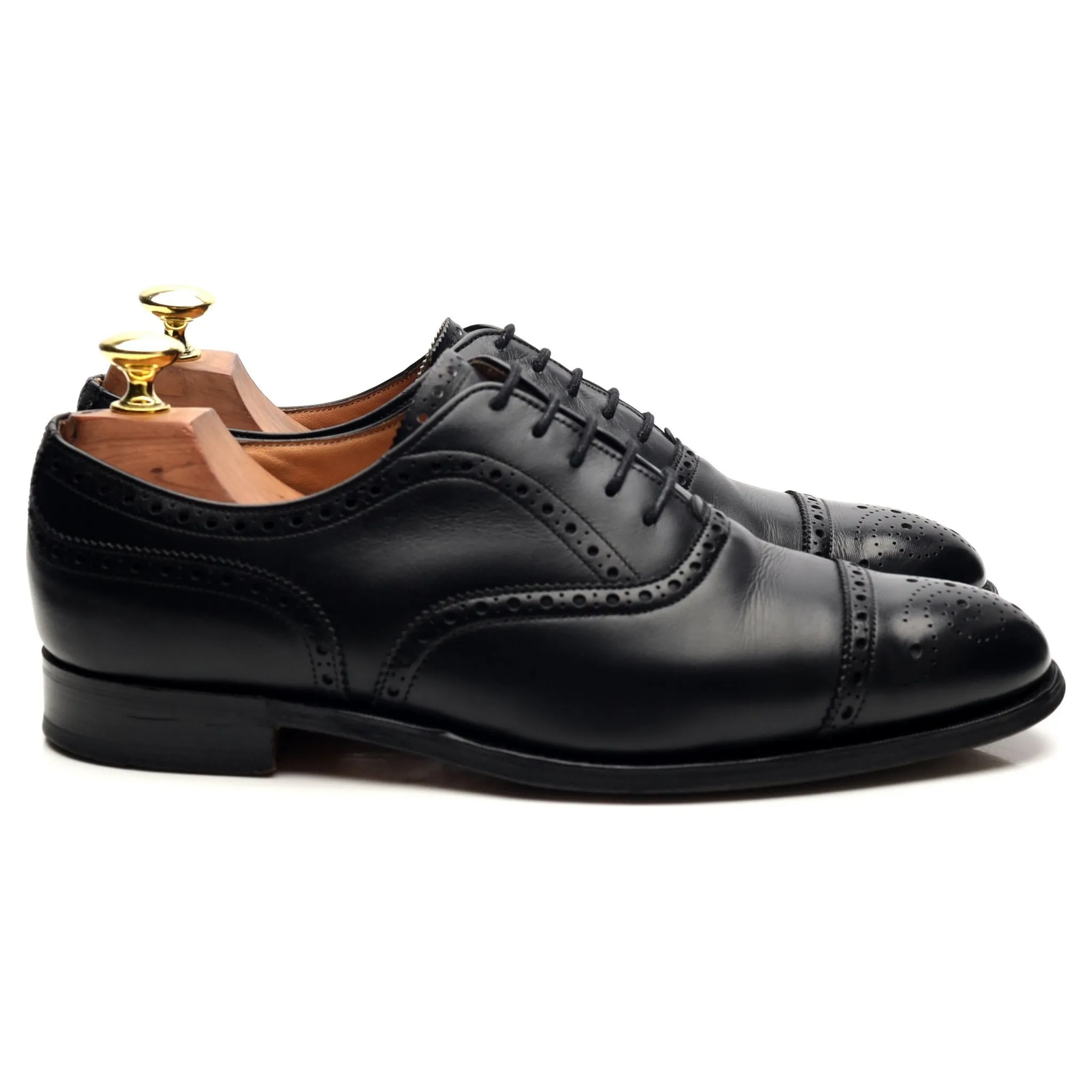 Black Leather Oxford Semi Brogues UK 7.5 E