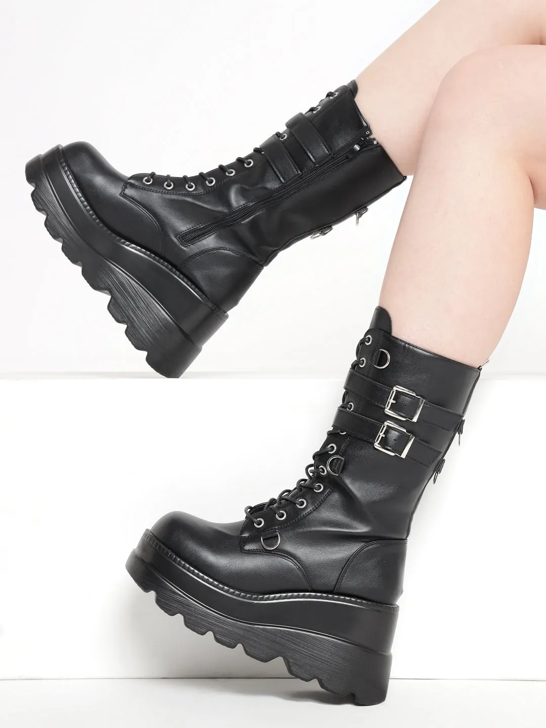 Black PU High-End-Fashion Stylish Ankle Boots (TC-RS3680-BLK)