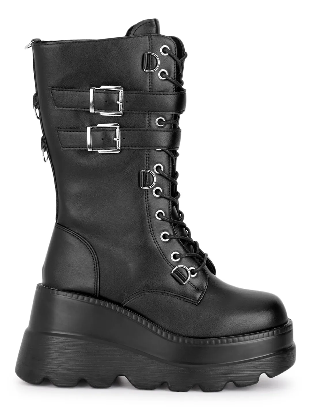 Black PU High-End-Fashion Stylish Ankle Boots (TC-RS3680-BLK)