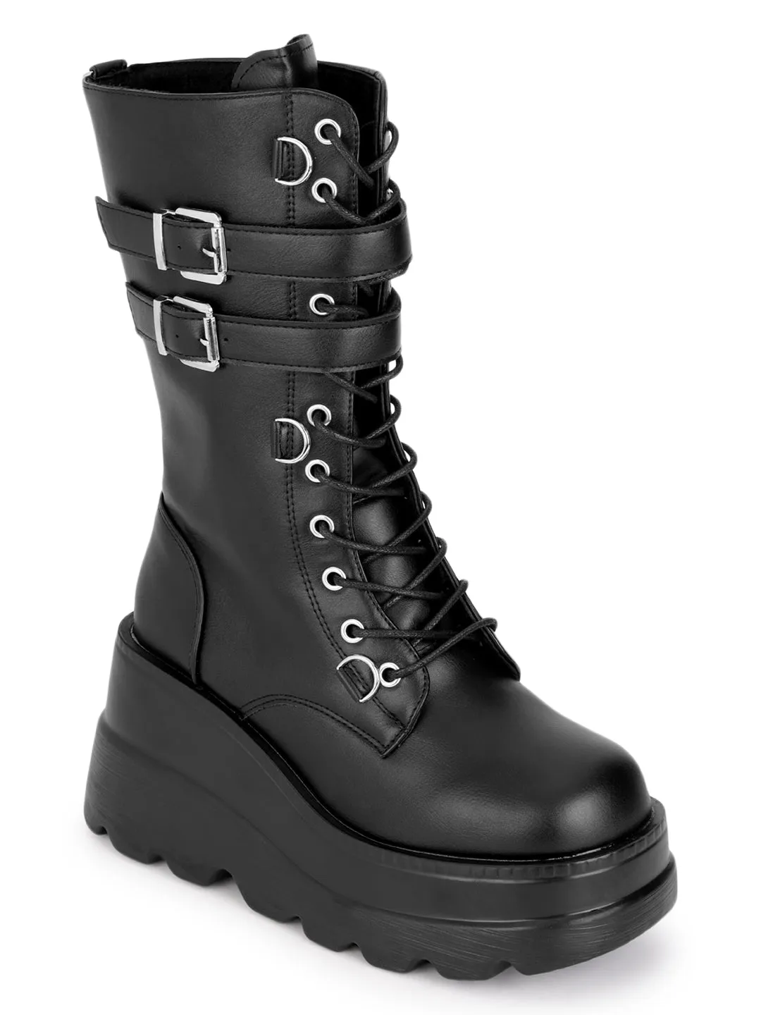 Black PU High-End-Fashion Stylish Ankle Boots (TC-RS3680-BLK)