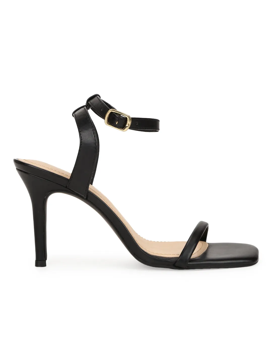 Black PU Strappy Stilettos With Ankle Strap (TP10078-01-BLK)