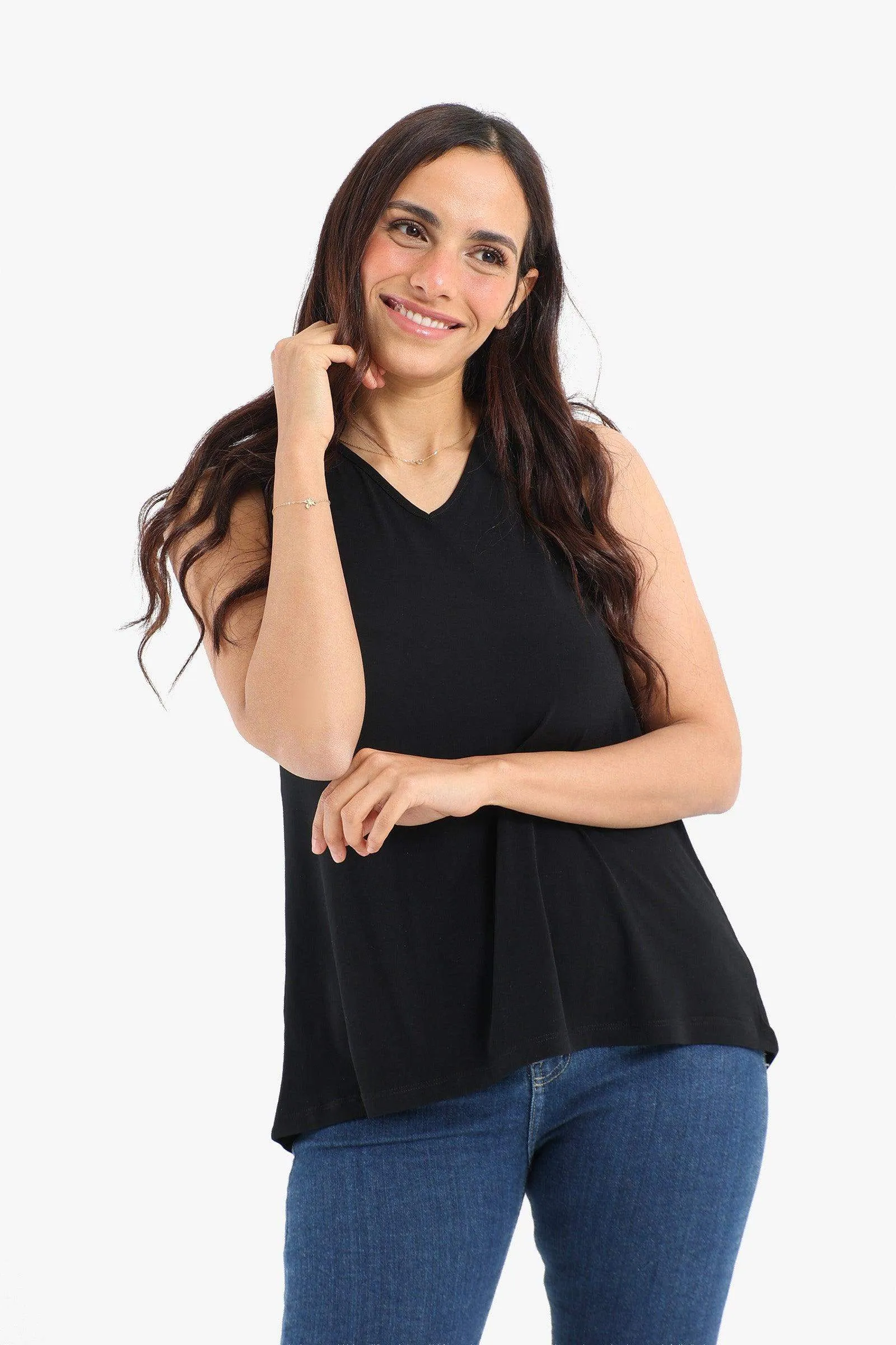 Black Voile Sleeveless Blouse