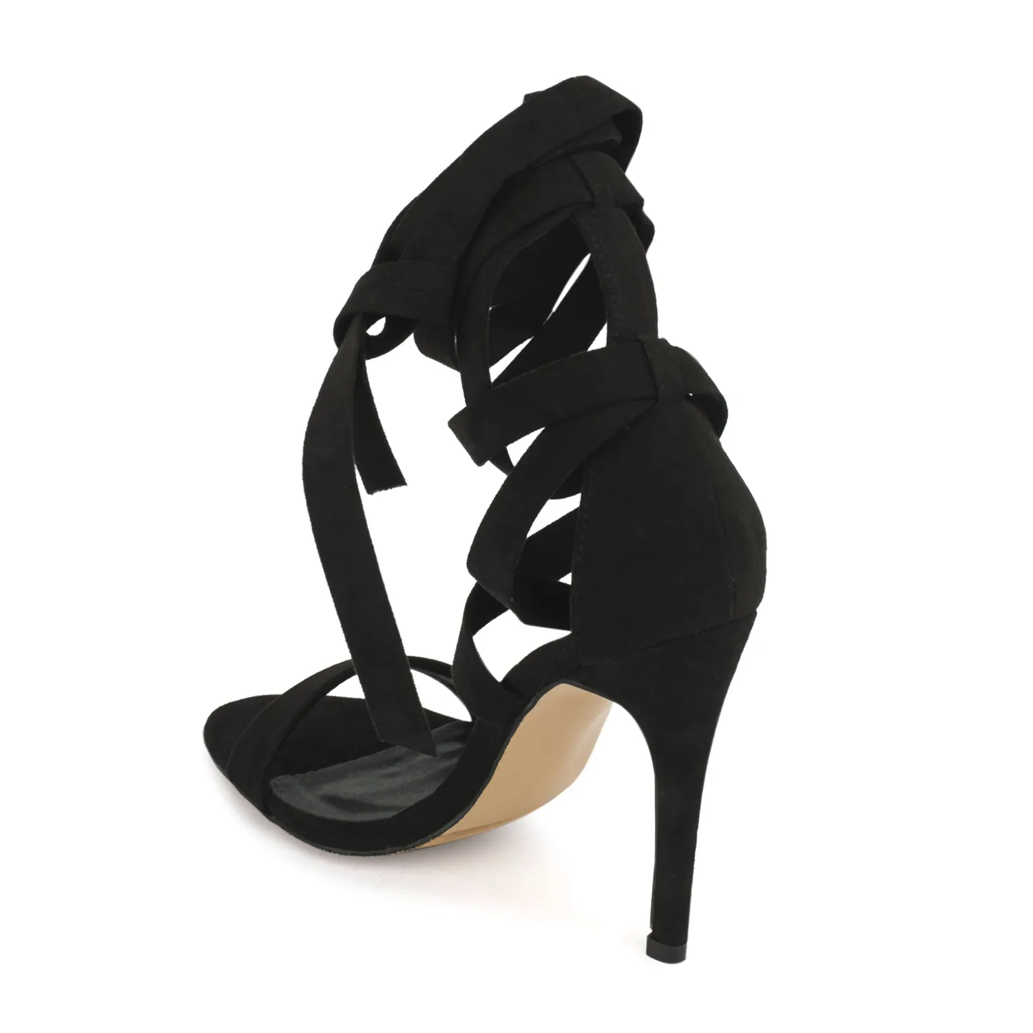 Black Wrap Around Stiletto Sandals