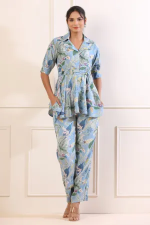 Botanical Russian Silk Sky Blue Co-ord Set