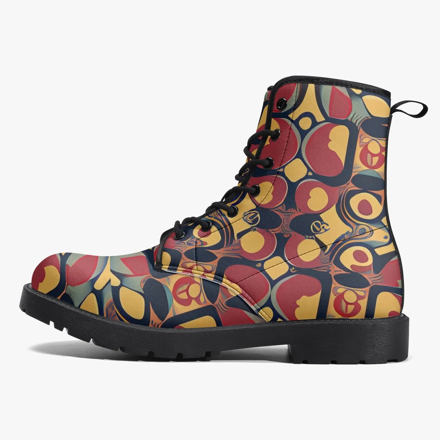 Bottes en cuir tendance "Motif noir, jaune et rouge"(188)