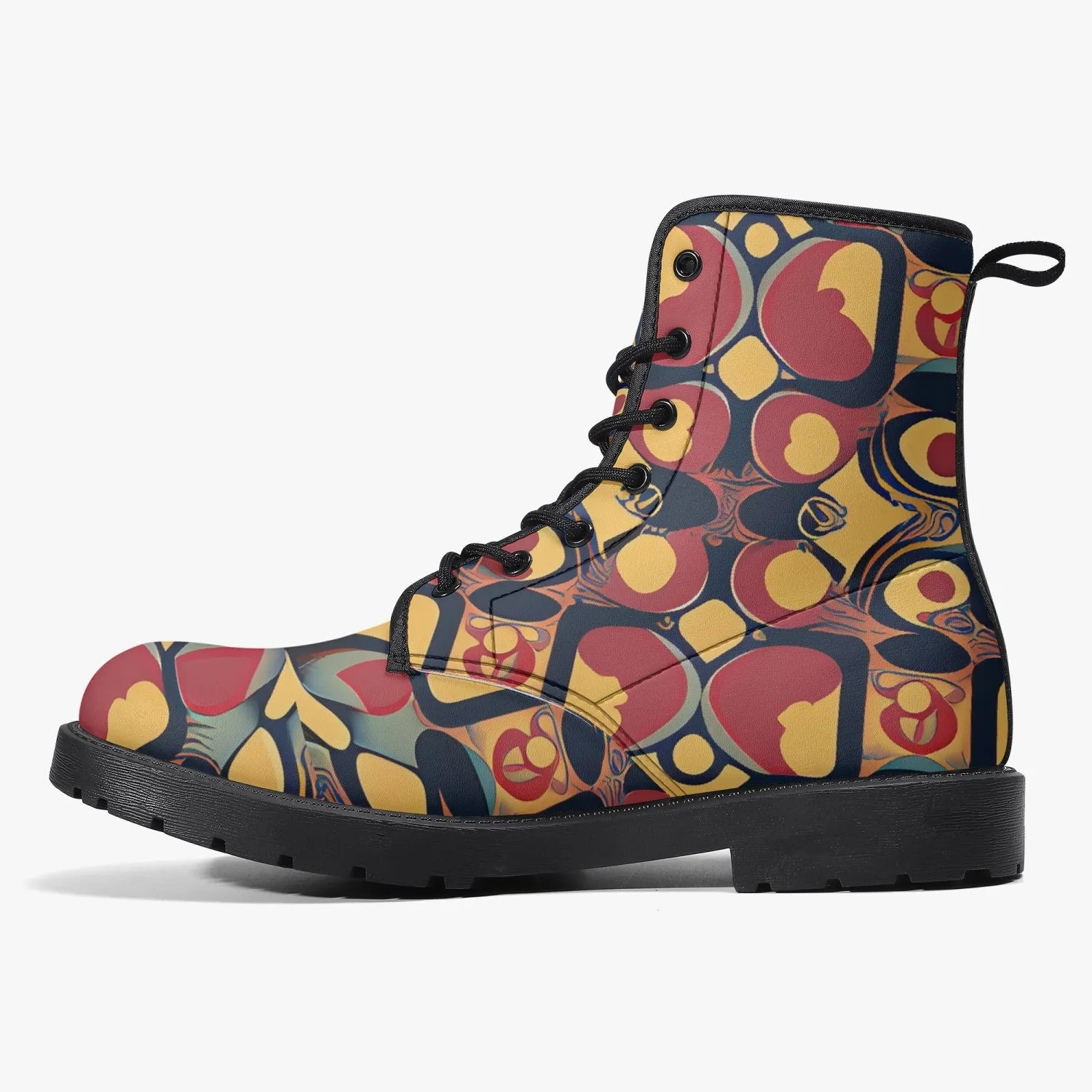 Bottes en cuir tendance "Motif noir, jaune et rouge"(188)