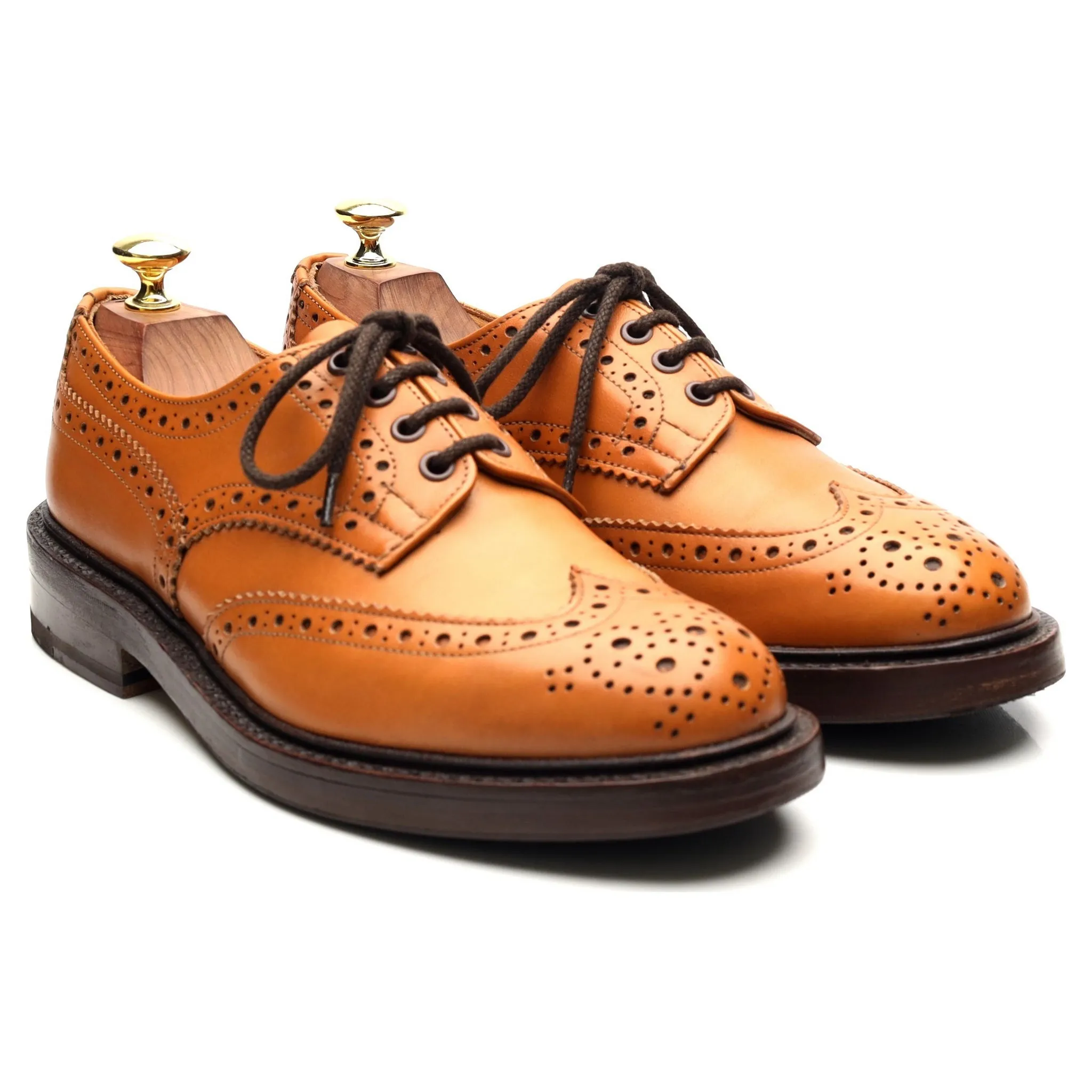 'Bourton' Tan Brown Leather Country Derby Brogues UK 7