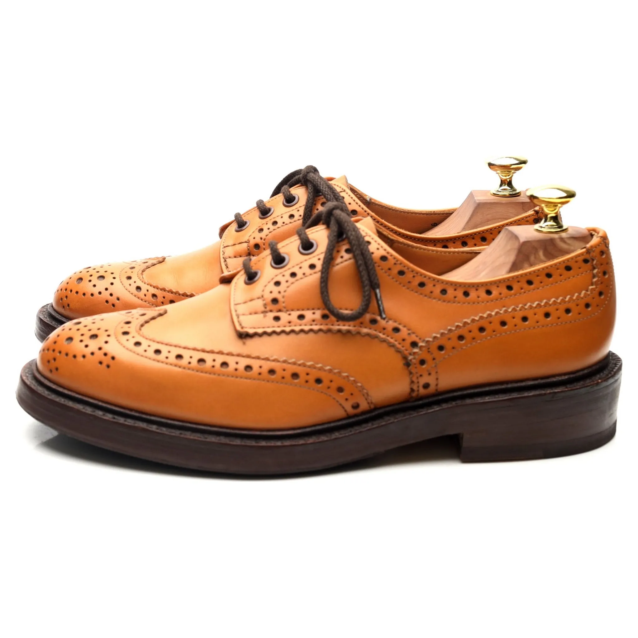 'Bourton' Tan Brown Leather Country Derby Brogues UK 7