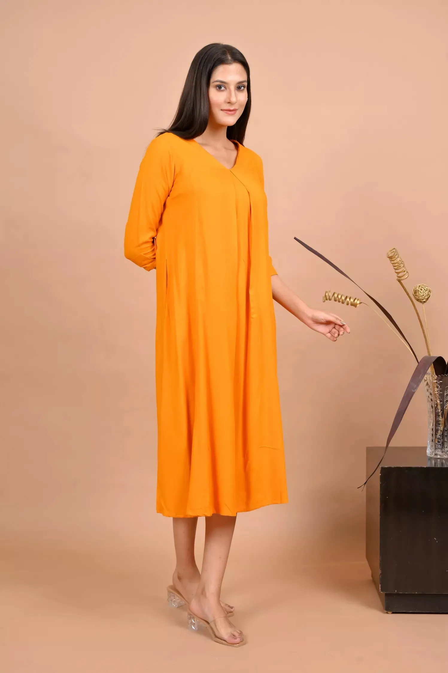 BOX PLEATED LONG DRESS