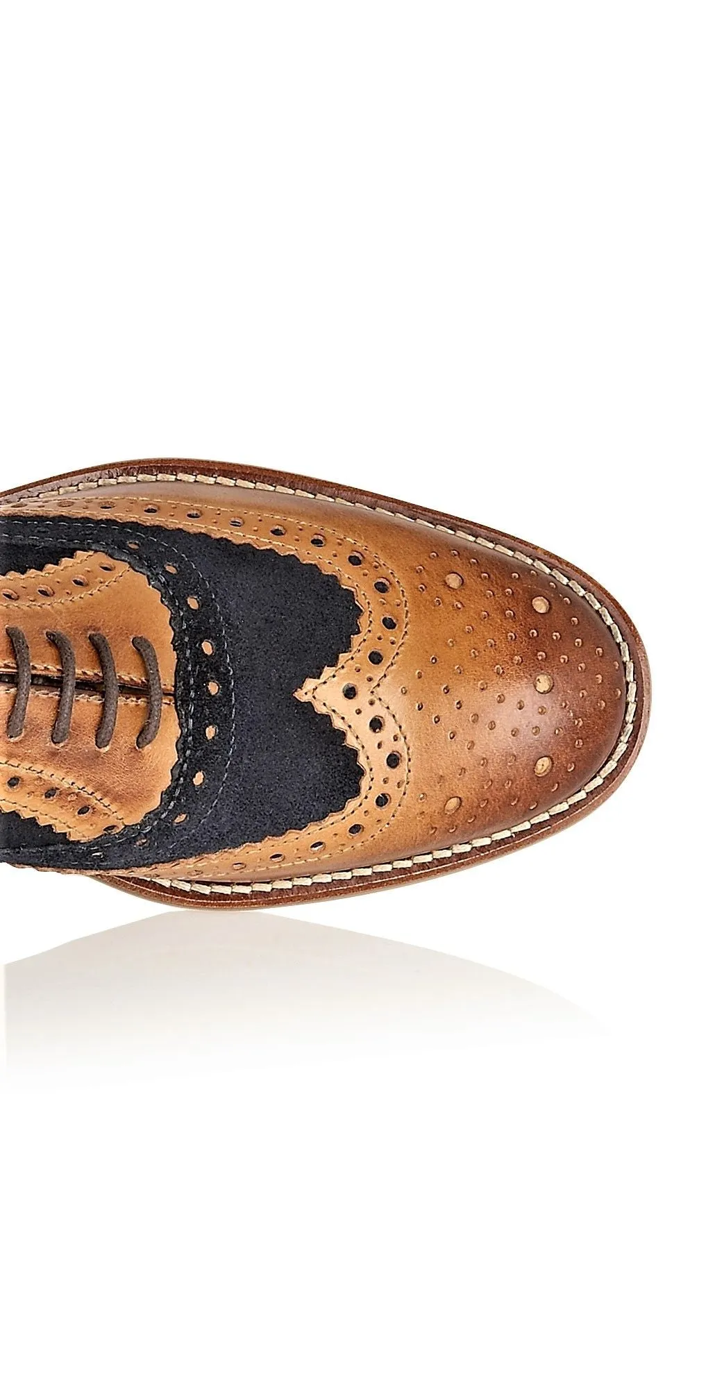 Boys Tan and Navy Lace Up Brogue Shoes :- Mens And Boys Shoes