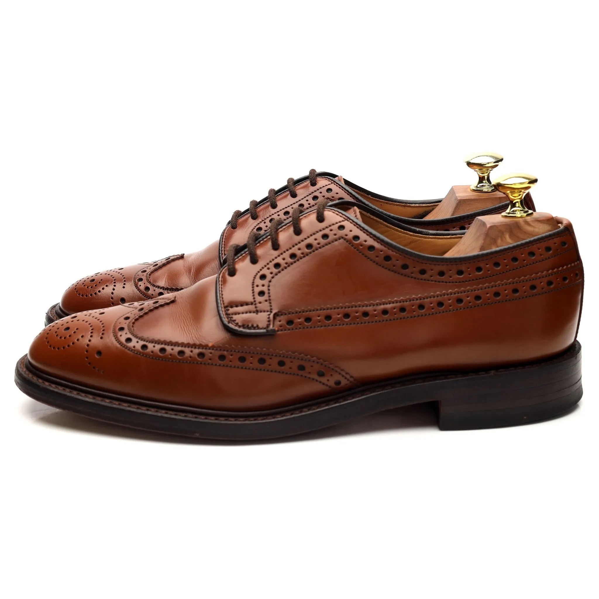 'Braemar' Tan Brown Leather Derby Brogues UK 7.5 EE