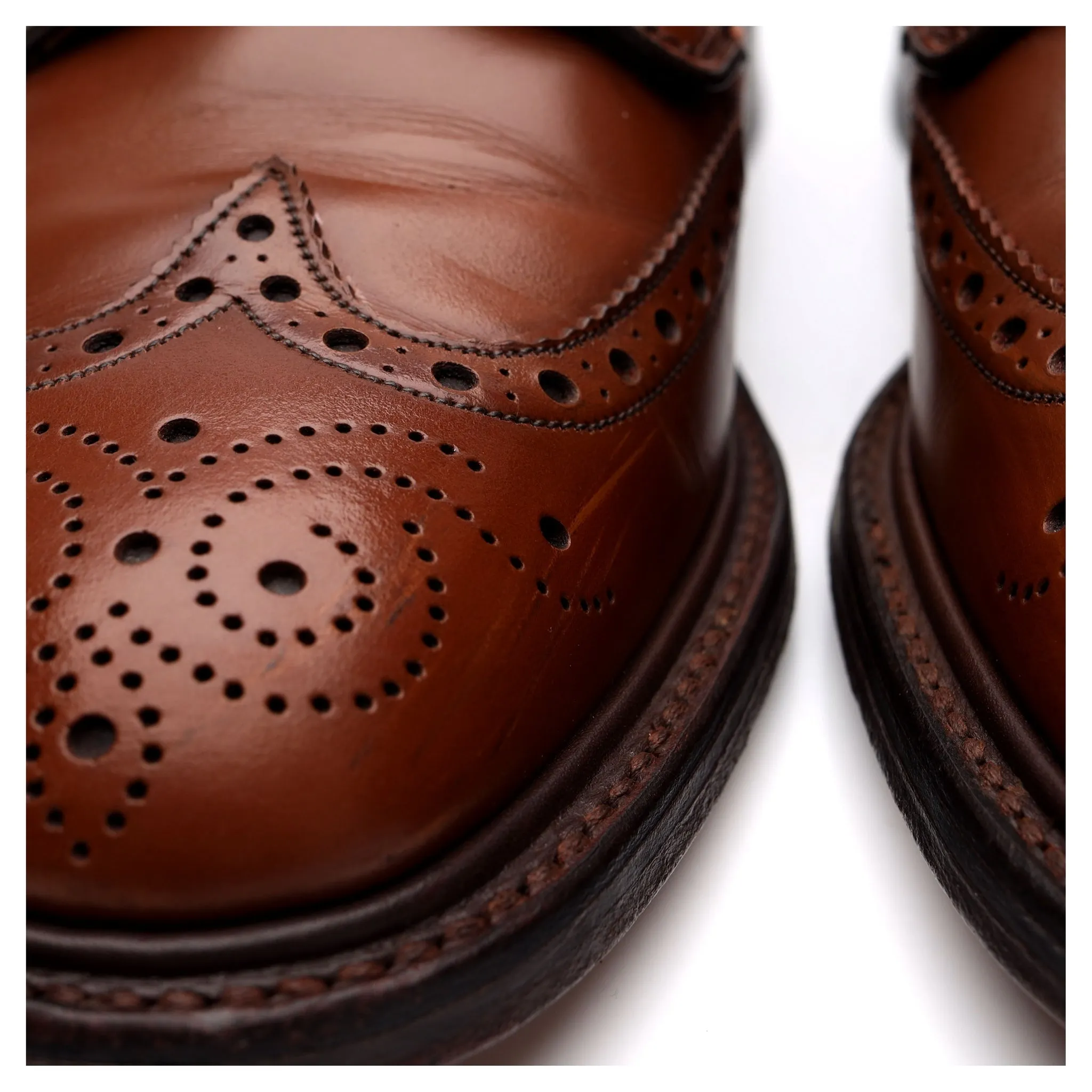 'Braemar' Tan Brown Leather Derby Brogues UK 7.5 EE