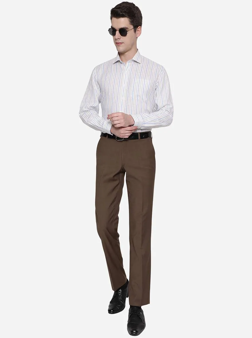 Brown Solid Classic Fit Formal Trouser | JadeBlue