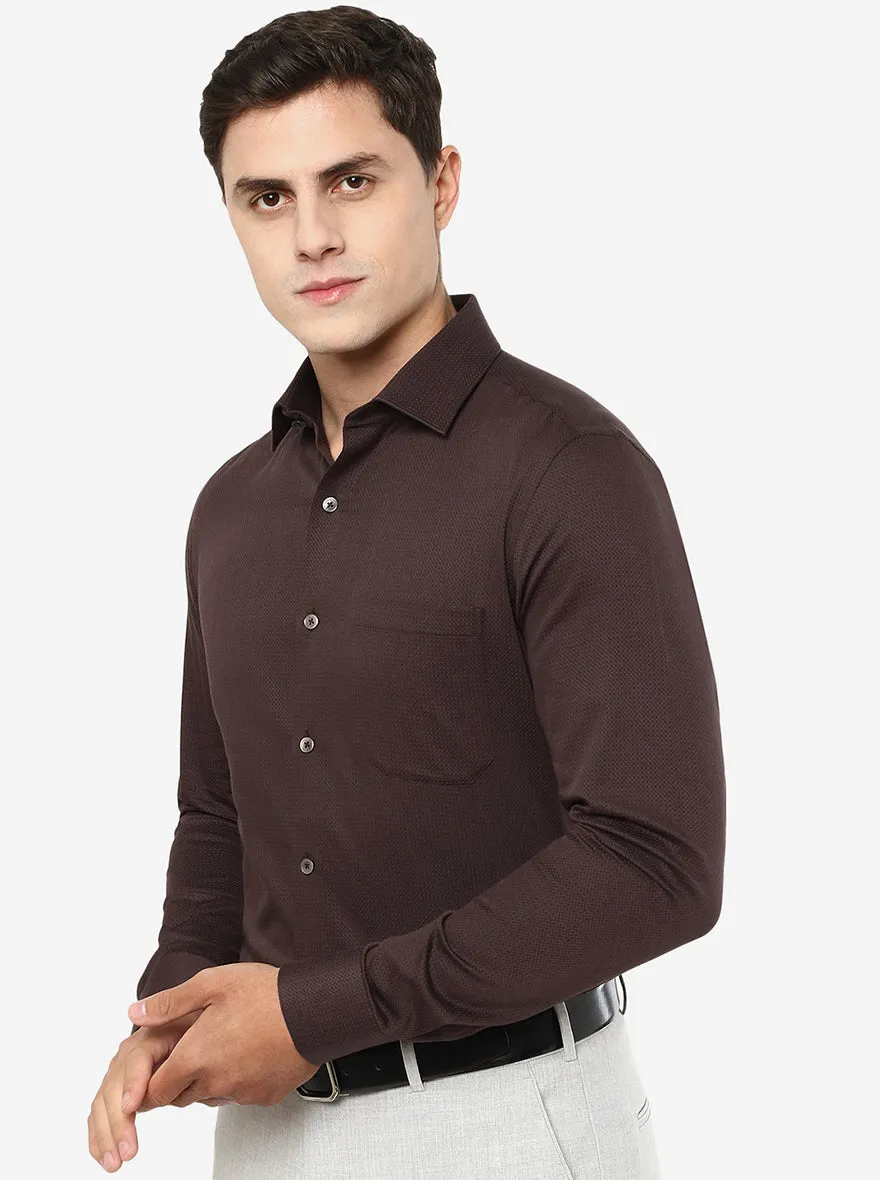 Brown Solid Slim Fit Formal Shirt | JadeBlue