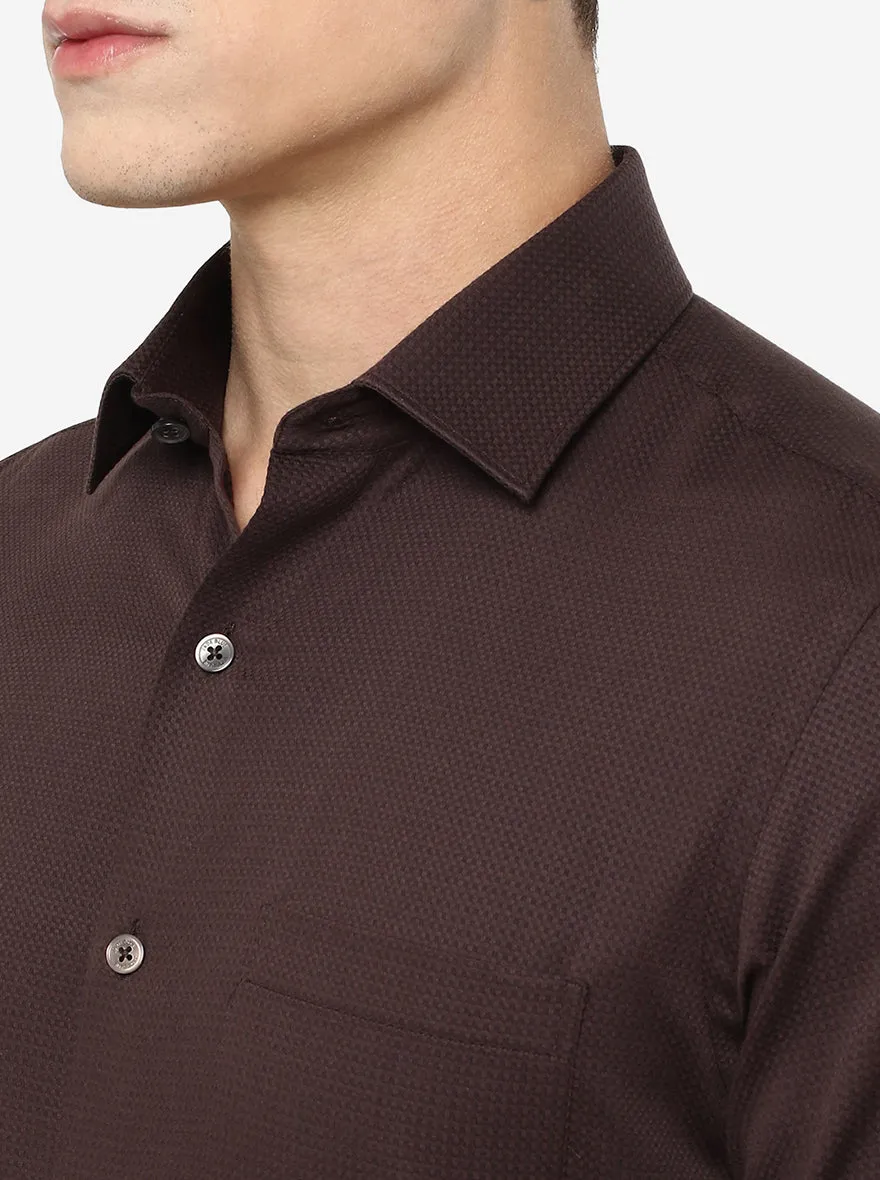 Brown Solid Slim Fit Formal Shirt | JadeBlue