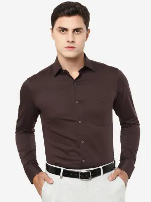 Brown Solid Slim Fit Formal Shirt | JadeBlue