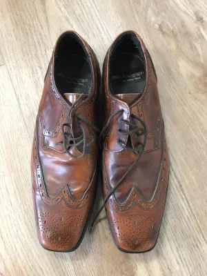 Brown Square Toe Brogues, M&S, Size 8.5