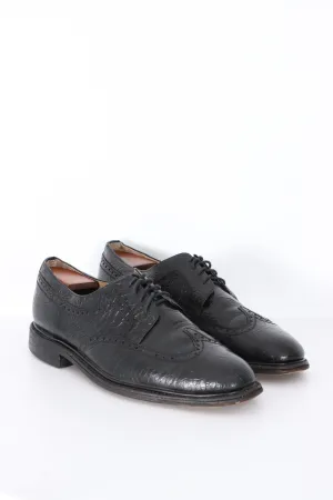 CALZADO LEONEL Black Croc Leather Wingtip Brogues (8.5-9)