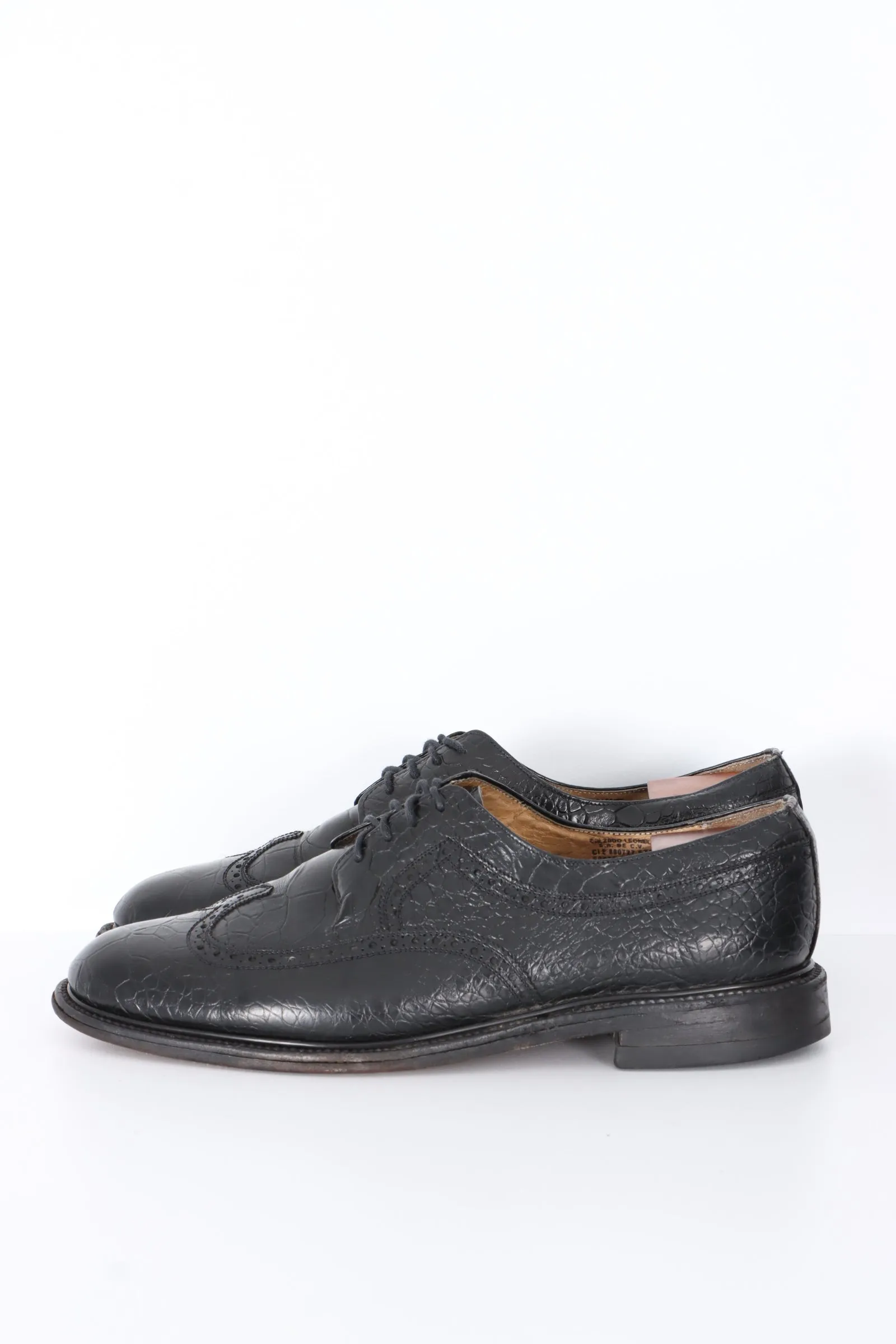 CALZADO LEONEL Black Croc Leather Wingtip Brogues (8.5-9)