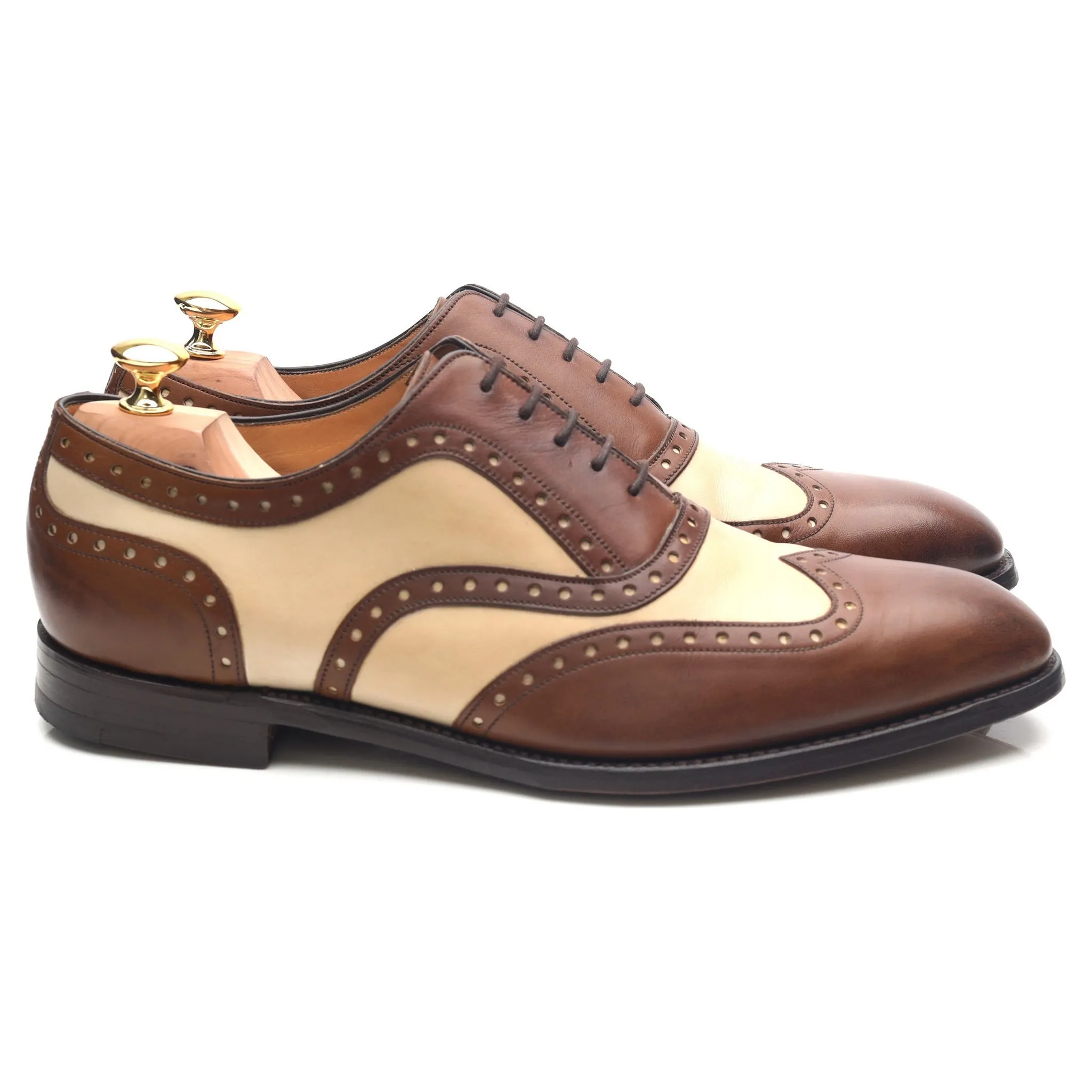 'Cambridge' Brown Beige Two Tone Leather Brogues UK 11 FX