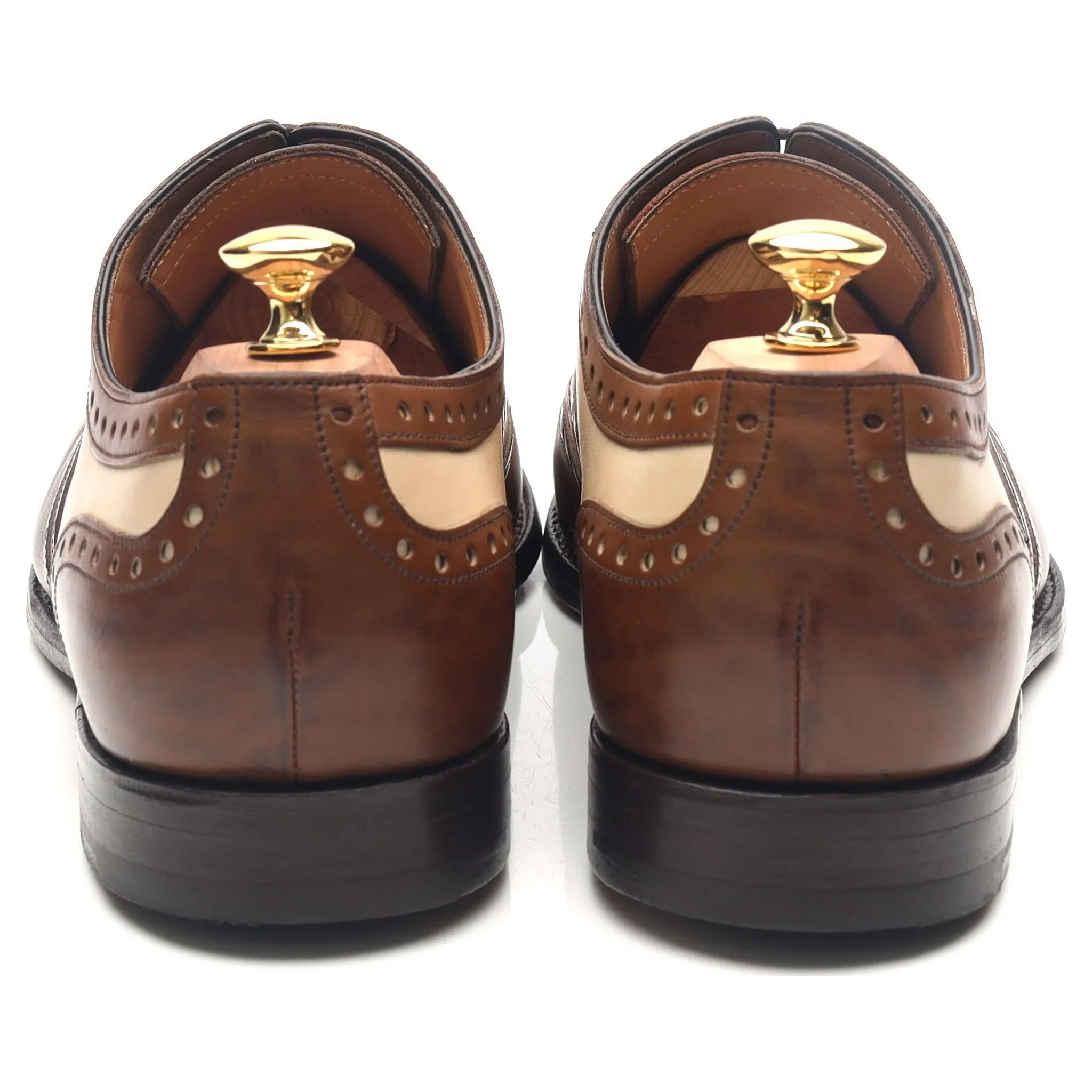 'Cambridge' Brown Beige Two Tone Leather Brogues UK 11 FX