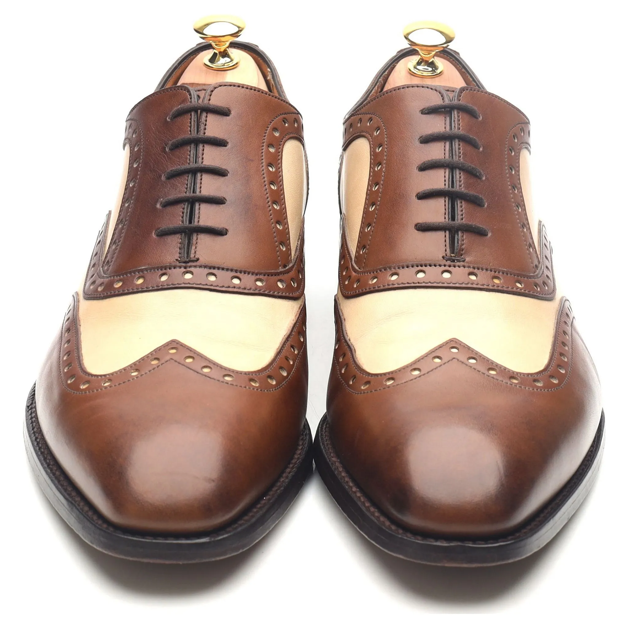 'Cambridge' Brown Beige Two Tone Leather Brogues UK 11 FX